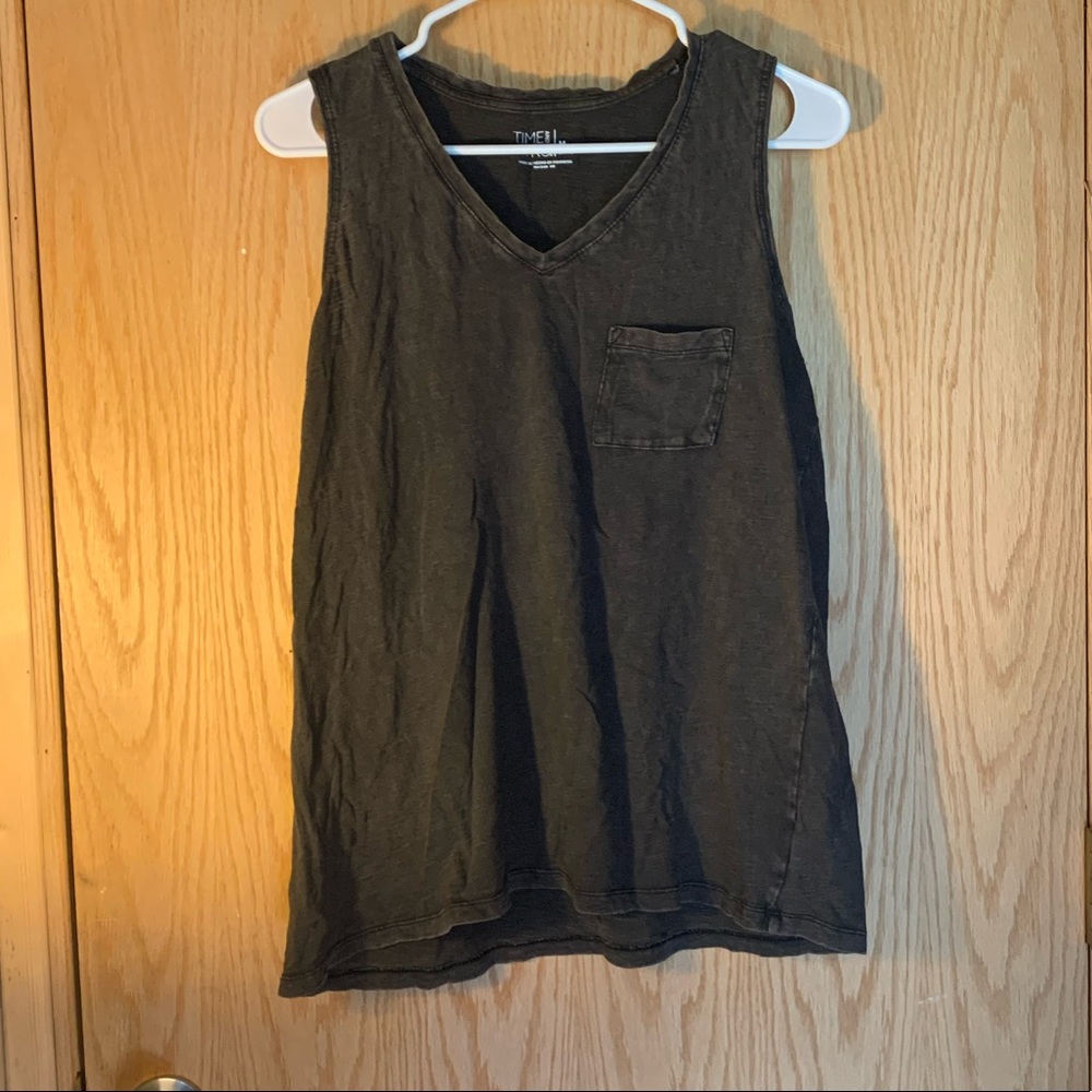 Black Time and Tru medium tank top with chest pocket